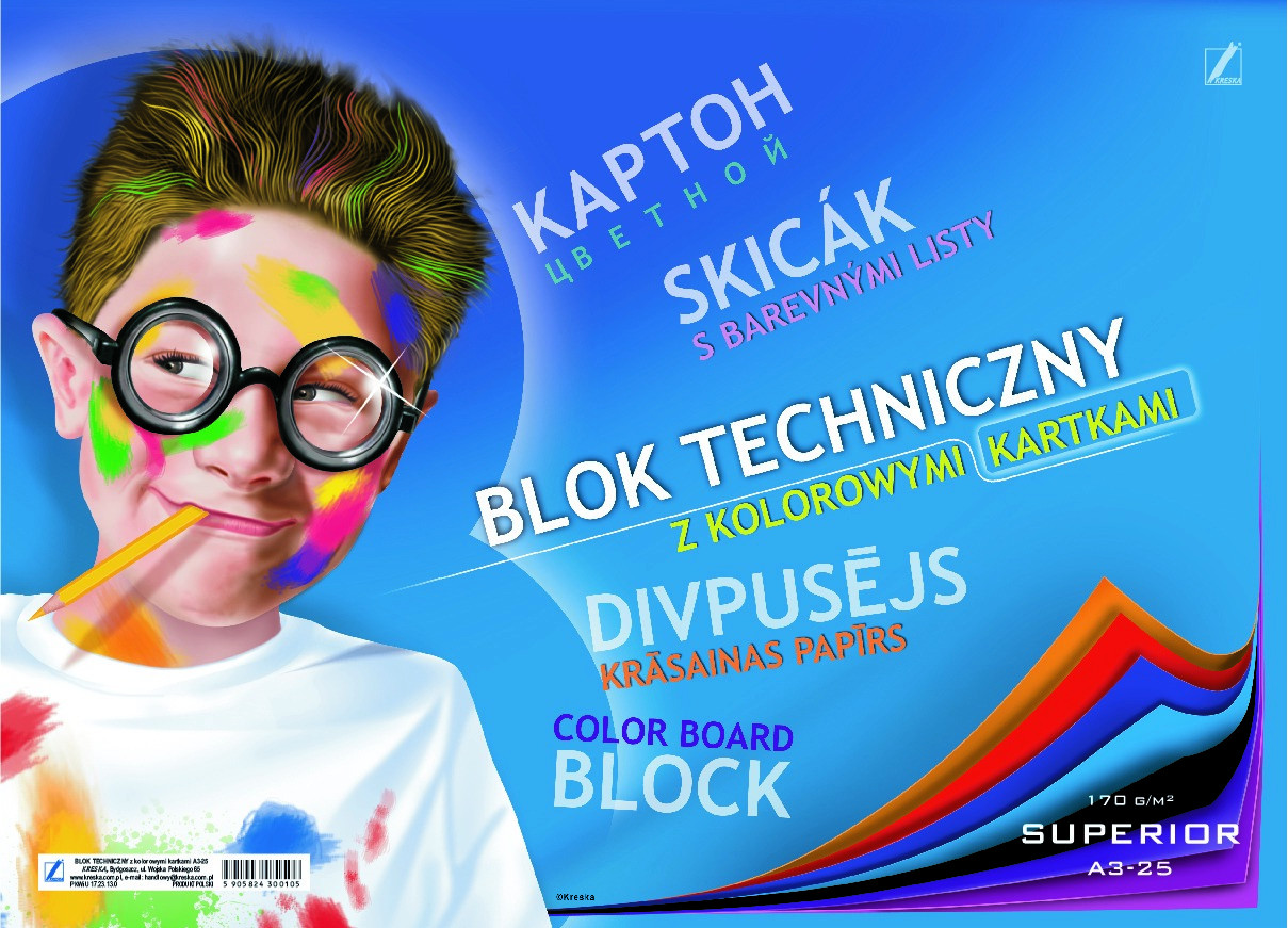 Blok techniczny A3 25k. kolorowy Kreska